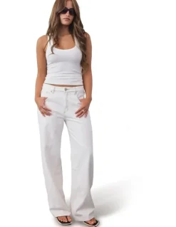 ABrand Jeans 95 Mid Baggy Petite Porcelain Recycled in White