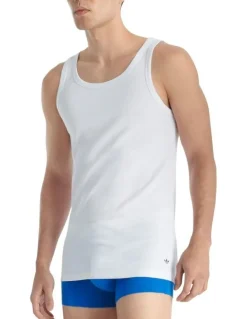 adidas Comfort Rib Cotton Tank Top Pack Of 2 in White