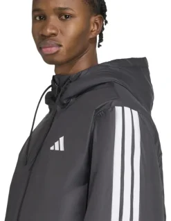 adidas Essentials Climawarm 3 Stripes Insulated Hooded Jacket in Black