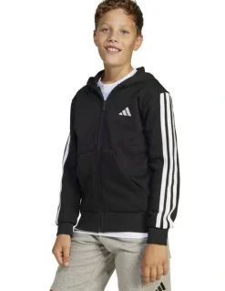 adidas Essentials Full-Zip Hoodie in Black and White