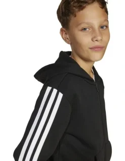 adidas Essentials Full-Zip Hoodie in Black and White