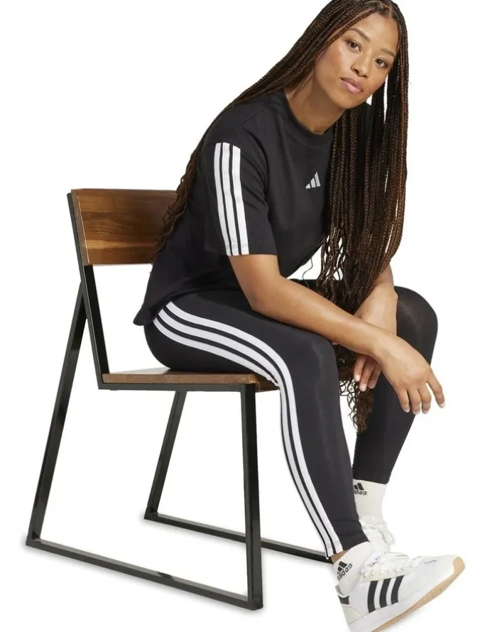 adidas Essentials 3-Stripes Cotton Leggings in Black