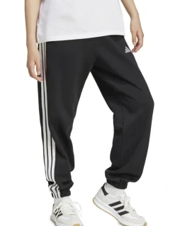 adidas Essentials 3-Stripes Fleece Loose-Fit Joggers in Black