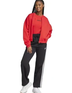adidas Essentials 3-Stripes Open-Hem Fleece Joggers in Black