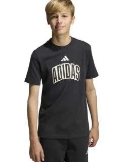 adidas Stadium Lettering T-shirt in Black/Off White