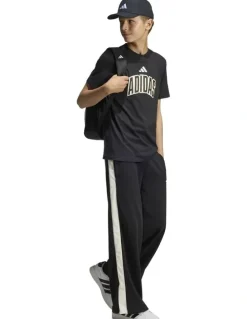 adidas Stadium Lettering T-shirt in Black/Off White