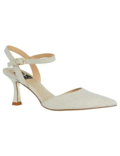Alan Pinkus Genesis Heeled Shoes in Soft Gold Fabric
