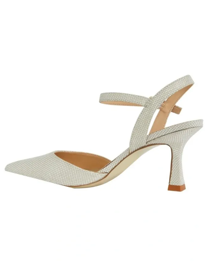 Alan Pinkus Genesis Heeled Shoes in Soft Gold Fabric