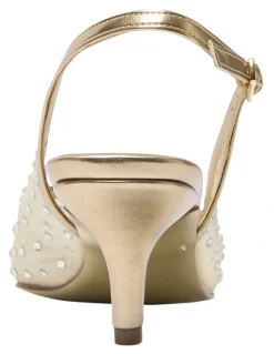 Alan Pinkus Sapphire Heeled Shoes in Soft Gold Metallic