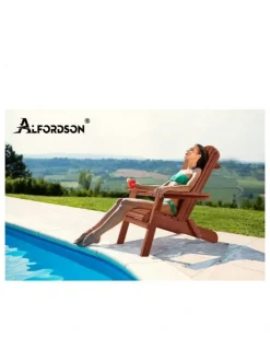 Alfordson Adirondack Chairs Wooden Outdoor Patio Furniture in Brown