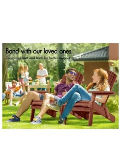 Alfordson Adirondack Chairs Wooden Outdoor Patio Furniture in Brown