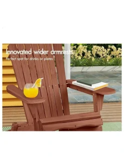 Alfordson Adirondack Chairs Wooden Outdoor Patio Furniture in Brown