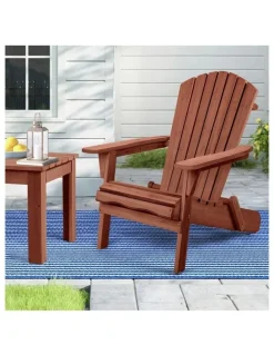Alfordson Adirondack Chairs Wooden Outdoor Patio Furniture in Brown