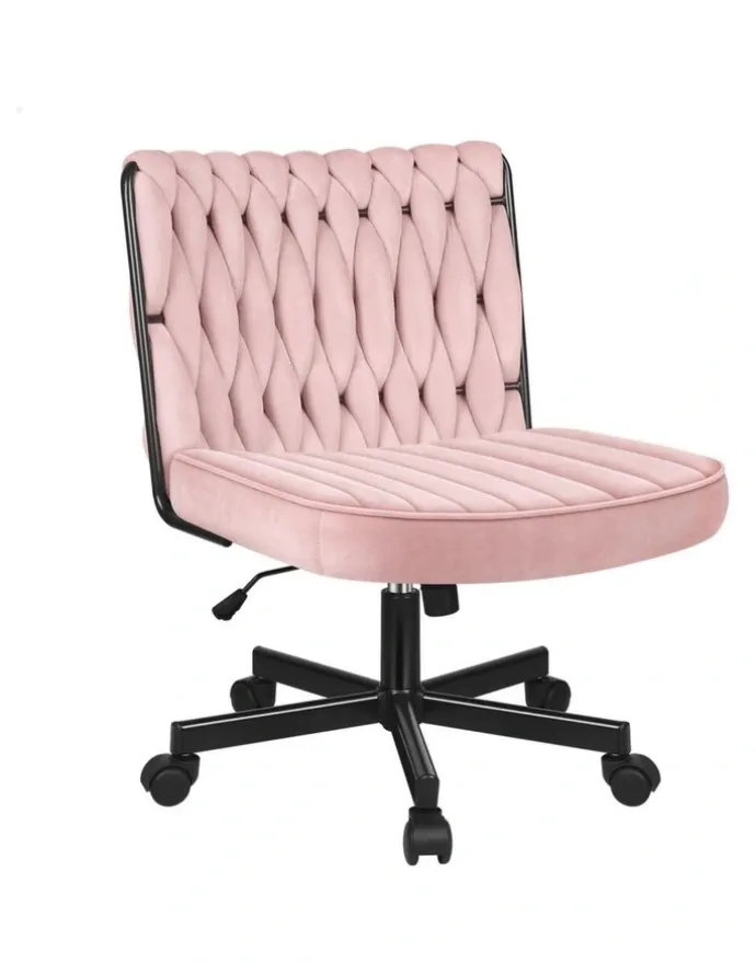 Alfordson Armless Office Desk Chair Mid Back Wide Seat w/ Wheels Boucle White