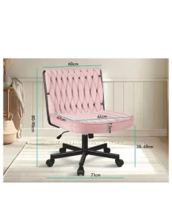 Alfordson Armless Office Desk Chair Mid Back Wide Seat w/ Wheels Boucle White
