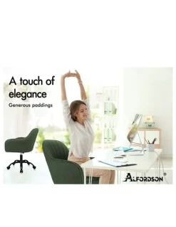 Alfordson Boucle Swivel Office Chair in Green