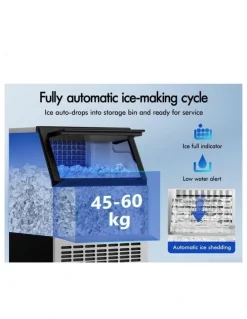 Alfordson Commercial Ice Maker Machine 45-60kg in Stainless Steel