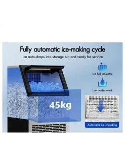 Alfordson Commercial Ice Maker Machine 45kg in Stainless Steel