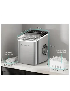 Alfordson Commercial 12kg 24hour Timer 2.2L Portable Ice Maker in Silver