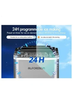 Alfordson Commercial 12kg 24hour Timer 2.2L Portable Ice Maker in Silver