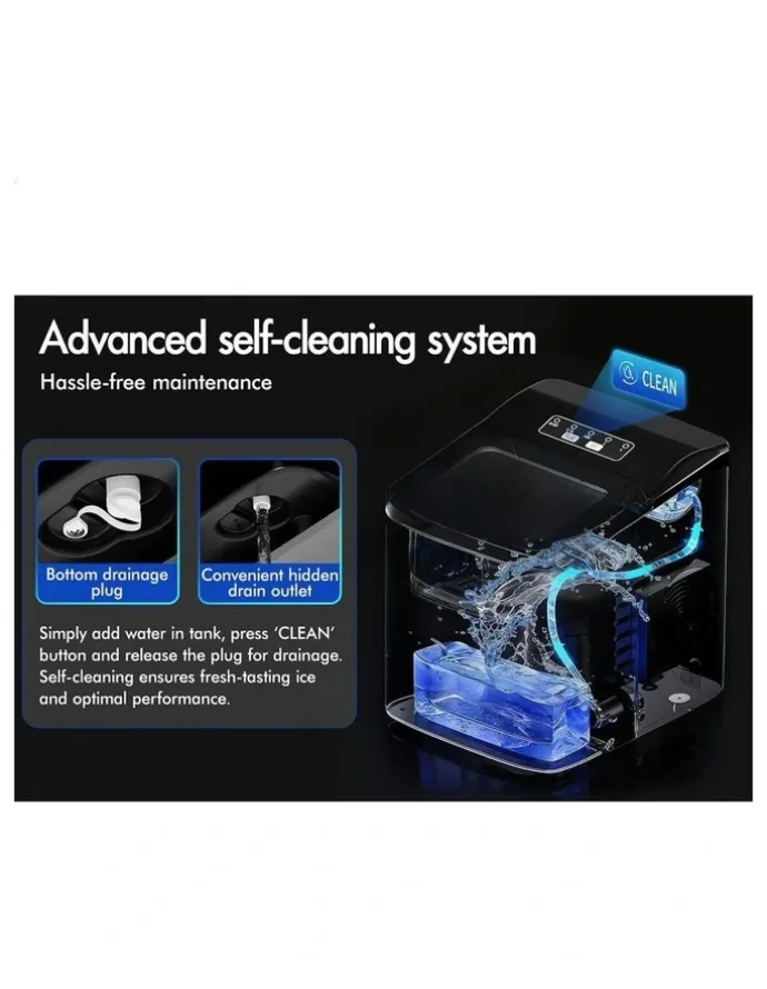 Alfordson Commercial Portable Ice Maker Machine 2.2L in Black