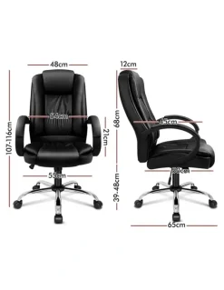 Alfordson Executive Office Chair PU Leather Computer Gaming Racer Black Seat