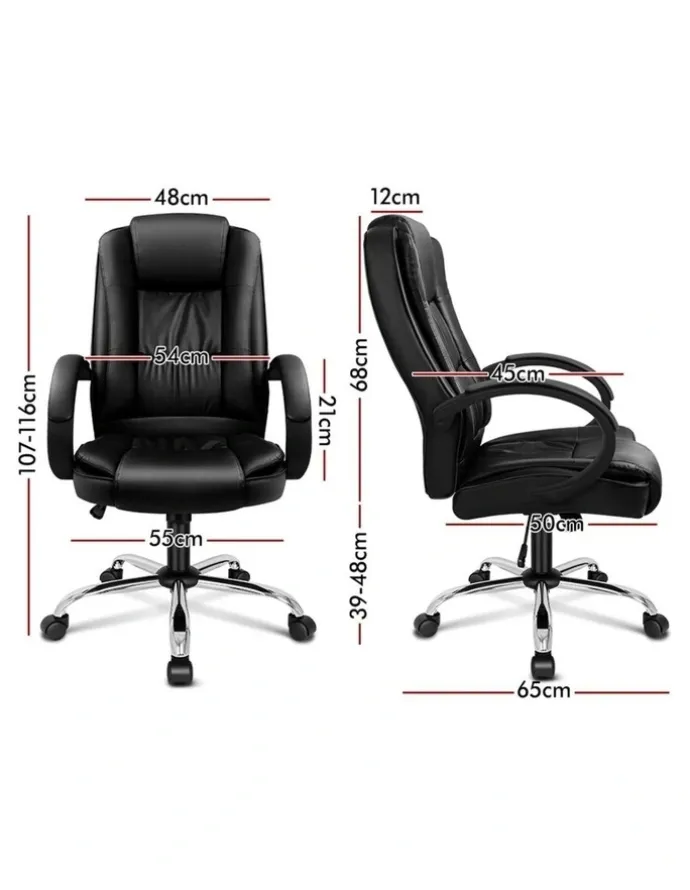 Alfordson Executive Office Chair PU Leather Computer Gaming Racer Black Seat