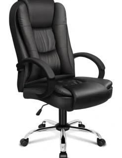 Alfordson Executive Office Chair PU Leather Computer Gaming Racer Black Seat