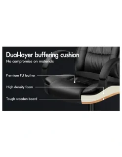 Alfordson Executive Office Chair PU Leather Computer Gaming Racer Black Seat