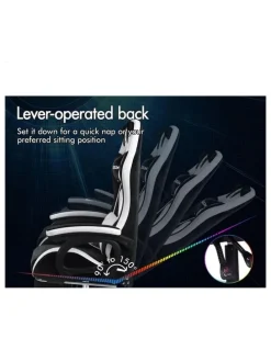 Alfordson Gaming Office Chair Racing Massage Computer Seat Footrest Velvet