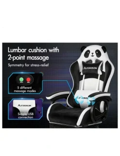 Alfordson Gaming Office Chair Racing Massage Computer Seat Footrest Velvet