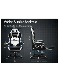 Alfordson Gaming Office Chair Racing Massage Computer Seat Footrest Velvet