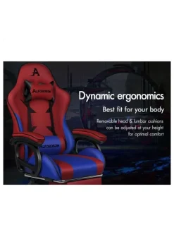 Alfordson Gaming Office Chair Racing Massage Computer Seat Footrest Leather