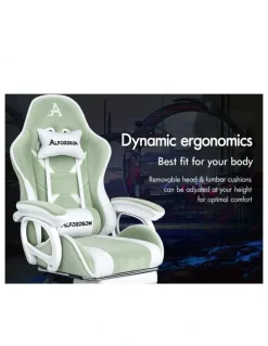 Alfordson Gaming Office Chair Racing Massage Computer Seat Footrest Sherpa Fleece