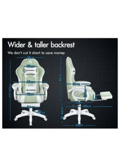 Alfordson Gaming Office Chair Racing Massage Computer Seat Footrest Sherpa Fleece