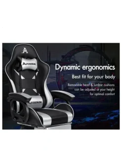 Alfordson Gaming Office Chair Racing Massage Computer Seat Footrest Leather