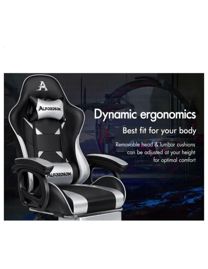 Alfordson Gaming Office Chair Racing Massage Computer Seat Footrest Leather