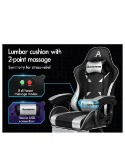 Alfordson Gaming Office Chair Racing Massage Computer Seat Footrest Leather