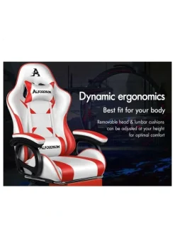 Alfordson Gaming Office Chair Racing Massage Computer Seat Footrest Leather