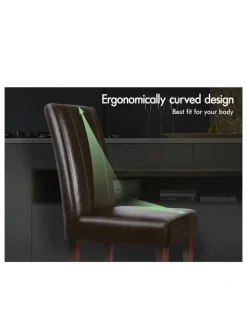 Alfordson High-Back Chair Glossy PU Leather Dining Chairs 2x in Brown