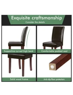 Alfordson High-Back Chair Glossy PU Leather Dining Chairs 2x in Brown