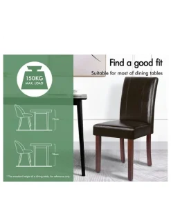 Alfordson High-Back Chair Glossy PU Leather Dining Chairs 2x in Brown