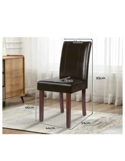 Alfordson High-Back Chair Glossy PU Leather Dining Chairs 2x in Brown