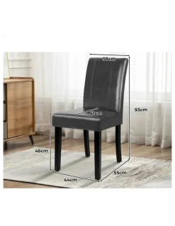 Alfordson High-Back Wooden PU Leather Dining Chairs 2x in Grey