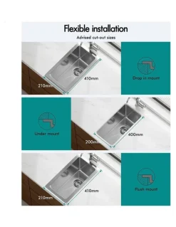 Alfordson Kitchen Sink Stainless Steel Drop in Flush Under Mount Basin 250X450MM