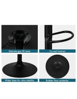 Alfordson Kitchen Swivel Xena Gas Lift Leather Bar Stools Chairs 2x in All Black