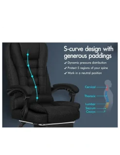 Alfordson Massage Office Chair Fabric Seat Black