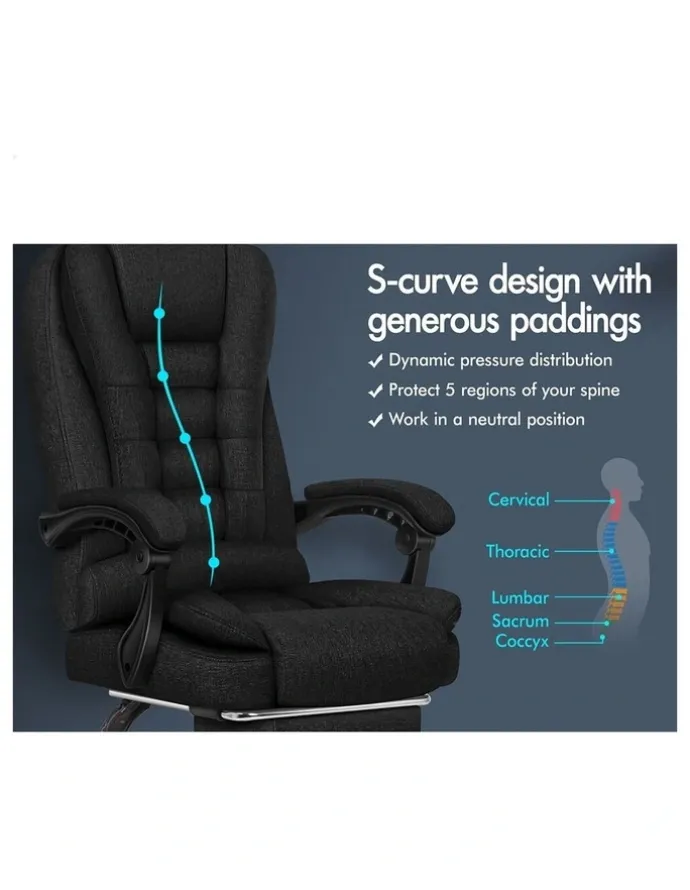 Alfordson Massage Office Chair Fabric Seat Black