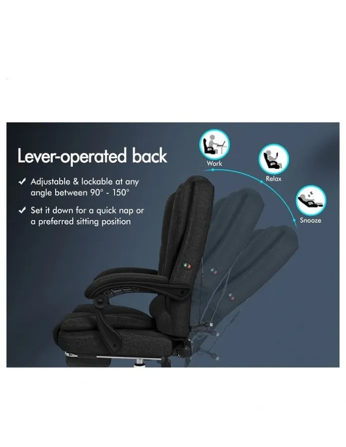 Alfordson Massage Office Chair Fabric Seat Black