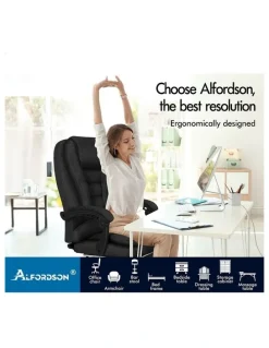 Alfordson Massage Office Chair Fabric Seat Black